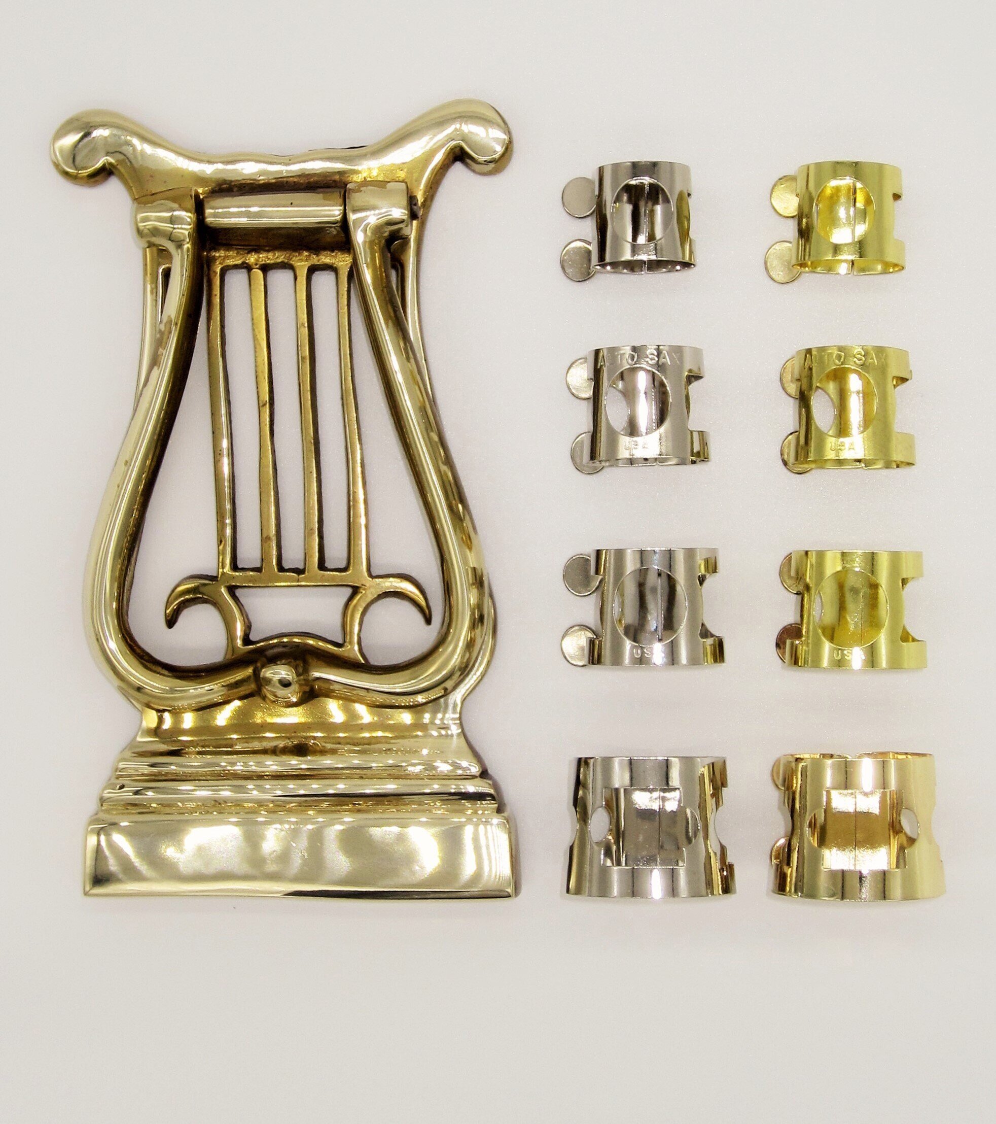 Saxophone Ligatures (from top): Soprano (#331 N or G); Alto (#334 N or G); Bari Full (#337 N or G)