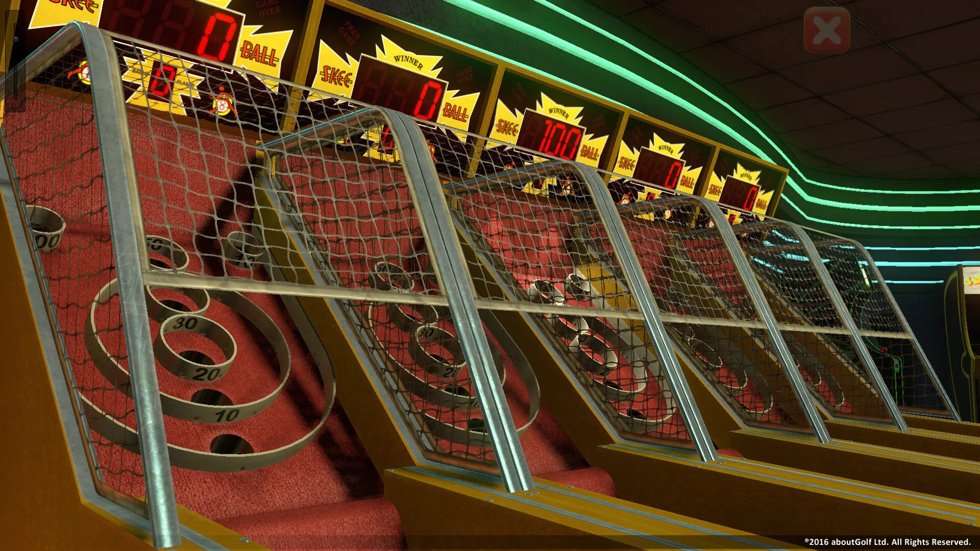  Skee-Ball modular units and arcade environment, rendered in Unity with Skyshop. 