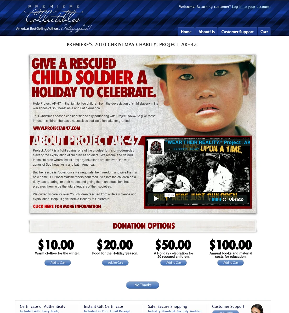 Premiere Collectibles Gives Rescued Child Soldiers a Holiday Season!