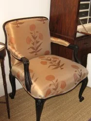 Silk Upholstered George III Style Open Arm Chair - $5800 Height:36" Width: 26" Depth: 22"