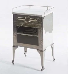 Chrome Metal & White Painted Cabine t - $1050 Height: 32" Width: 20" Depth: 16.5"