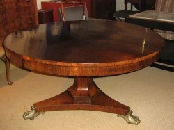 Early 19th Cen. Rosewood Pedestal Dining Table -$7900 Height: 29.5" Width: 54" Depth: 54"