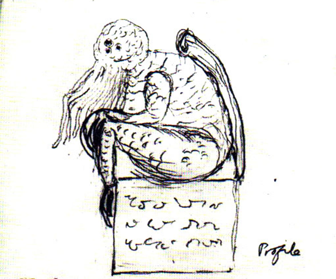HP Lovecraft's drawing of his own monster, Cthulhu. 1934