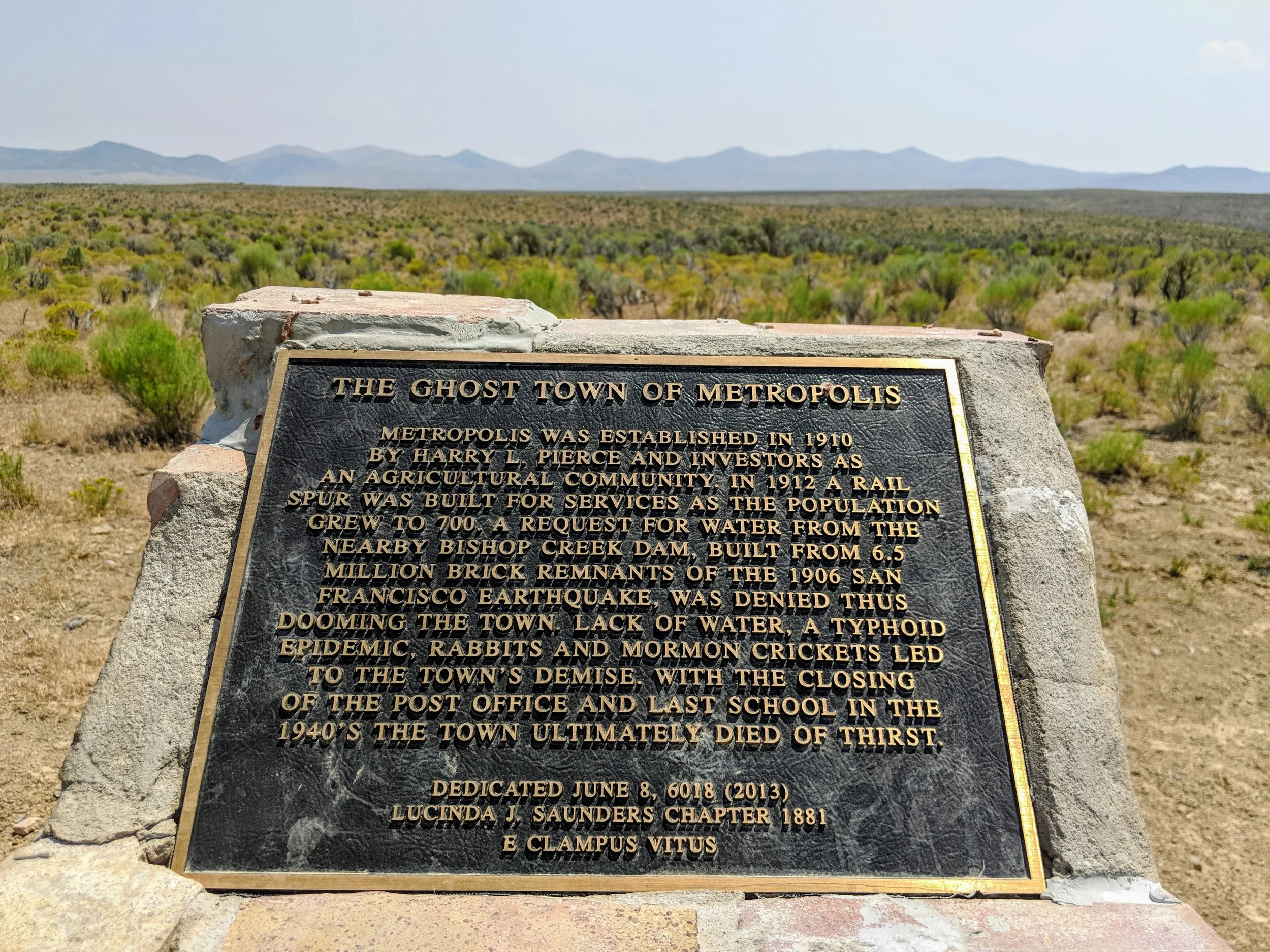 Pretty sure that this monument is the highest thing in the basin until you hit those distant mountains.