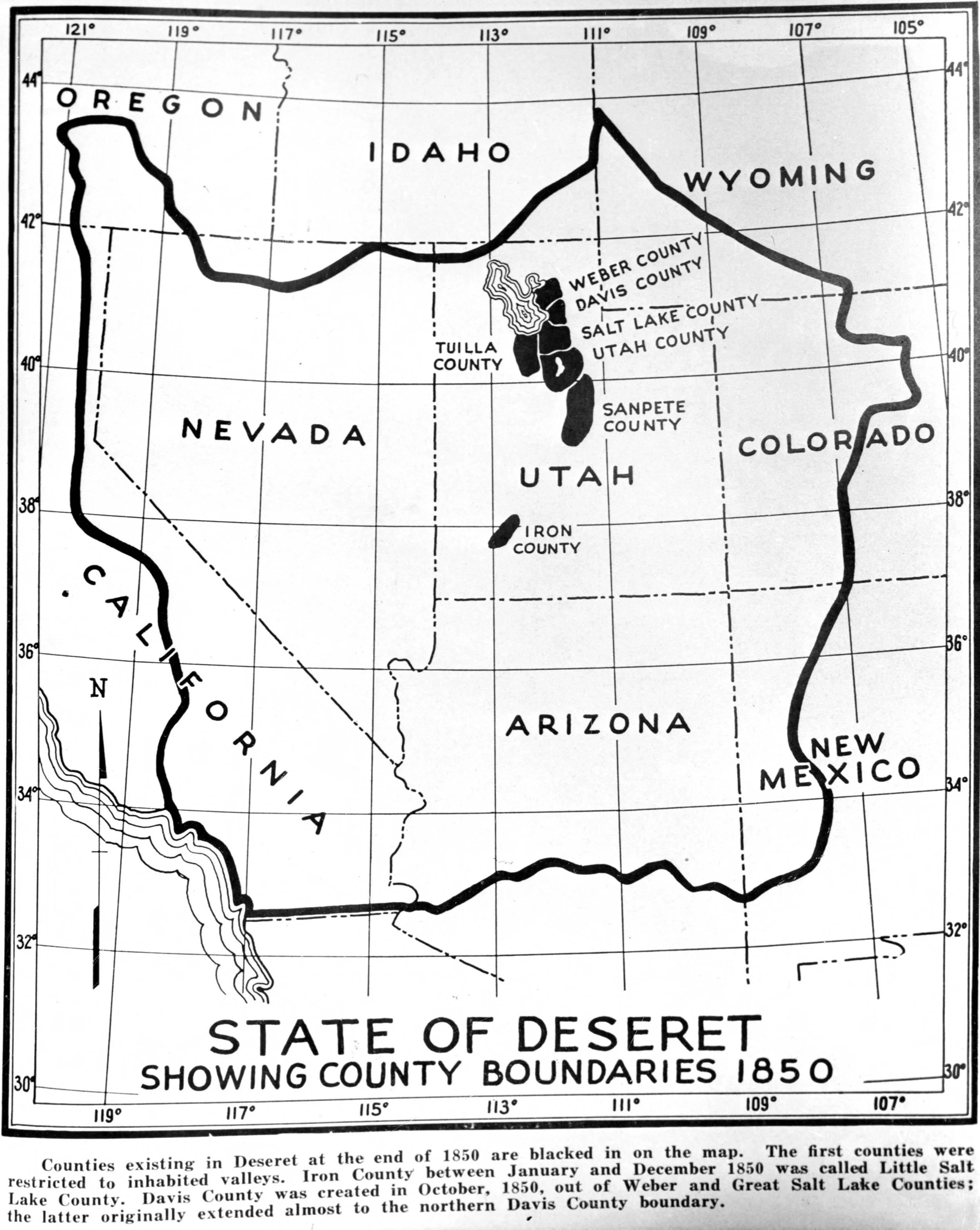 Utah’s hilarious 1849 attempt to incorporate most of the interior west within the boundaries of the State of Deseret. Image courtesy of the Utah State Historical Society.