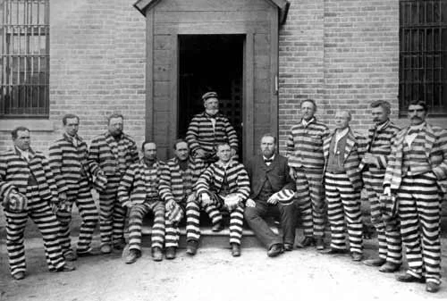 Men imprisoned for polygamy at the Utah Territorial Prison in 1888. Image courtesy of the Utah State Historical Society.