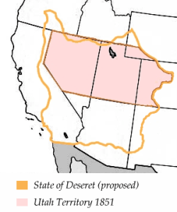 UTAH TERRITORY WITH DESERET BORDER - LICENSED UNDER CC BY-SA. PHOTO COURTESY OF THE UTAH STATE ARCHIVES AND RECORDS SERVICE.