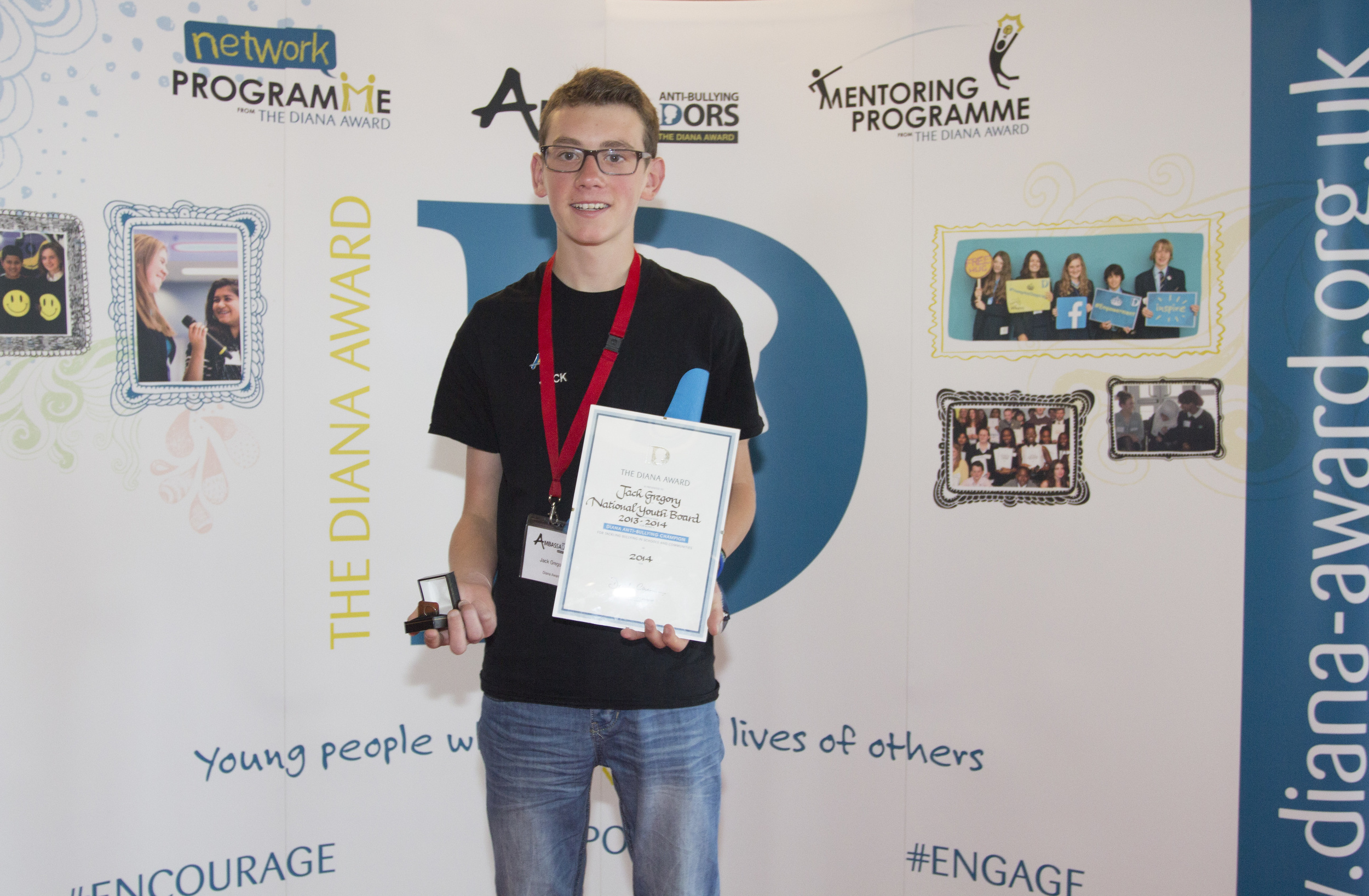 Jack receives a Diana Award to recognise his efforts