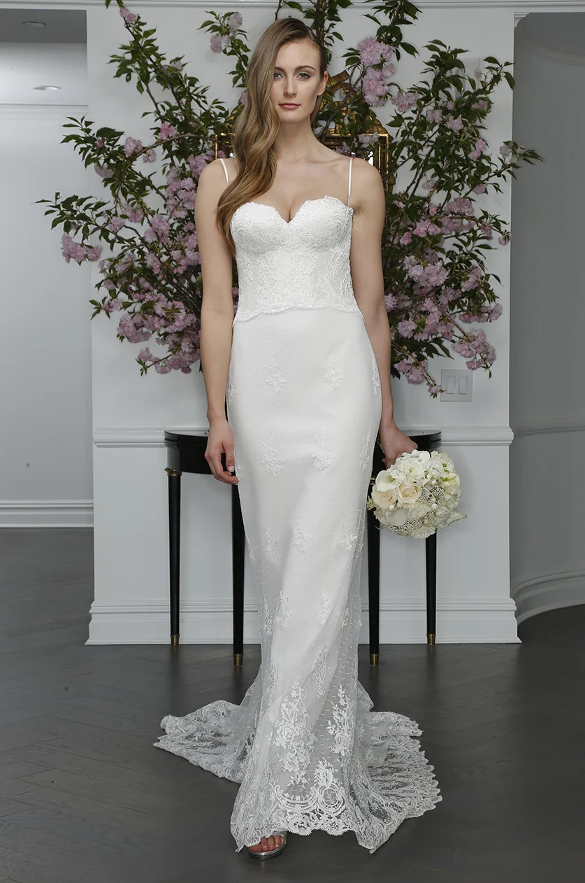 strapless sweetheart lace mermaid bridal gown dress