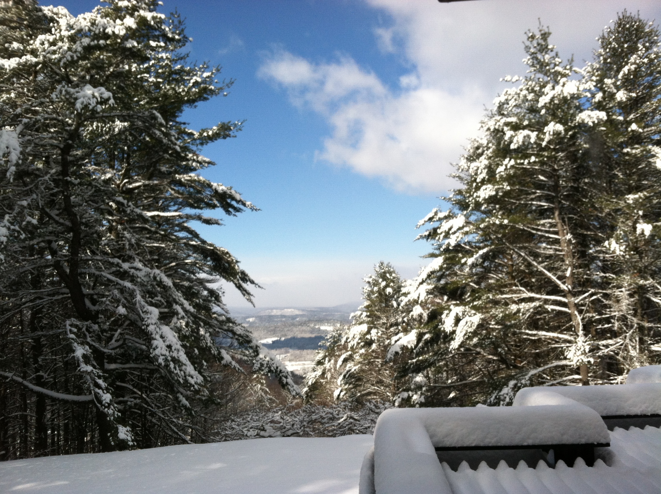 snowfall overlooking Vermont