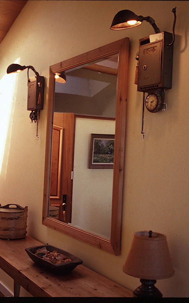 Vintage mailboxes and letters in Berkeley, CA foyer