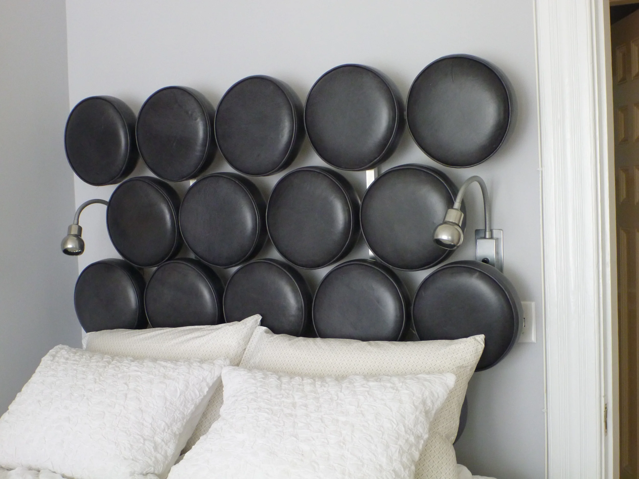 Bedside sconces finished in aluminum/ Laurel Harrington Design