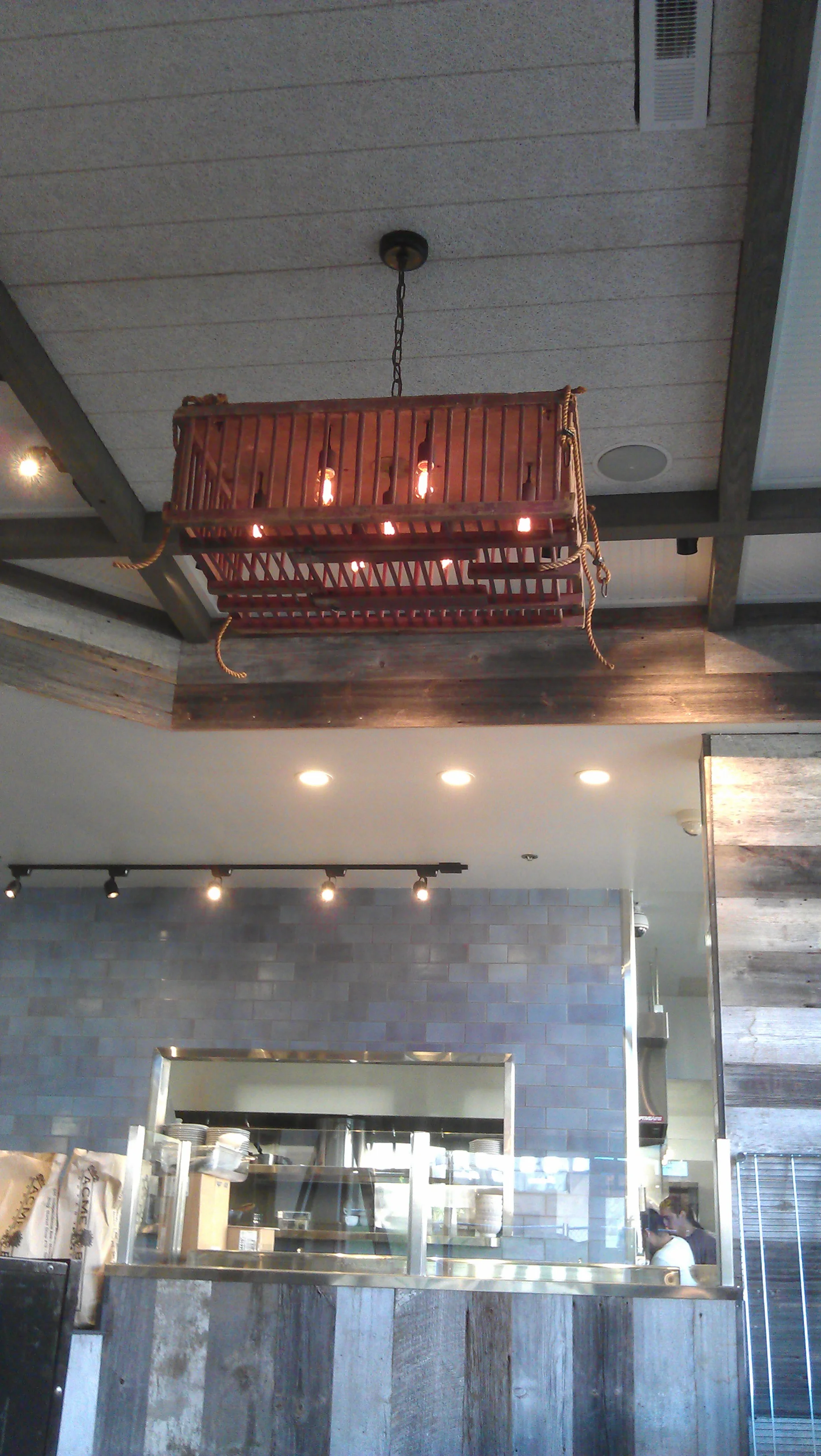 Blue barn chicken crate pendant/Corte Madera, CA