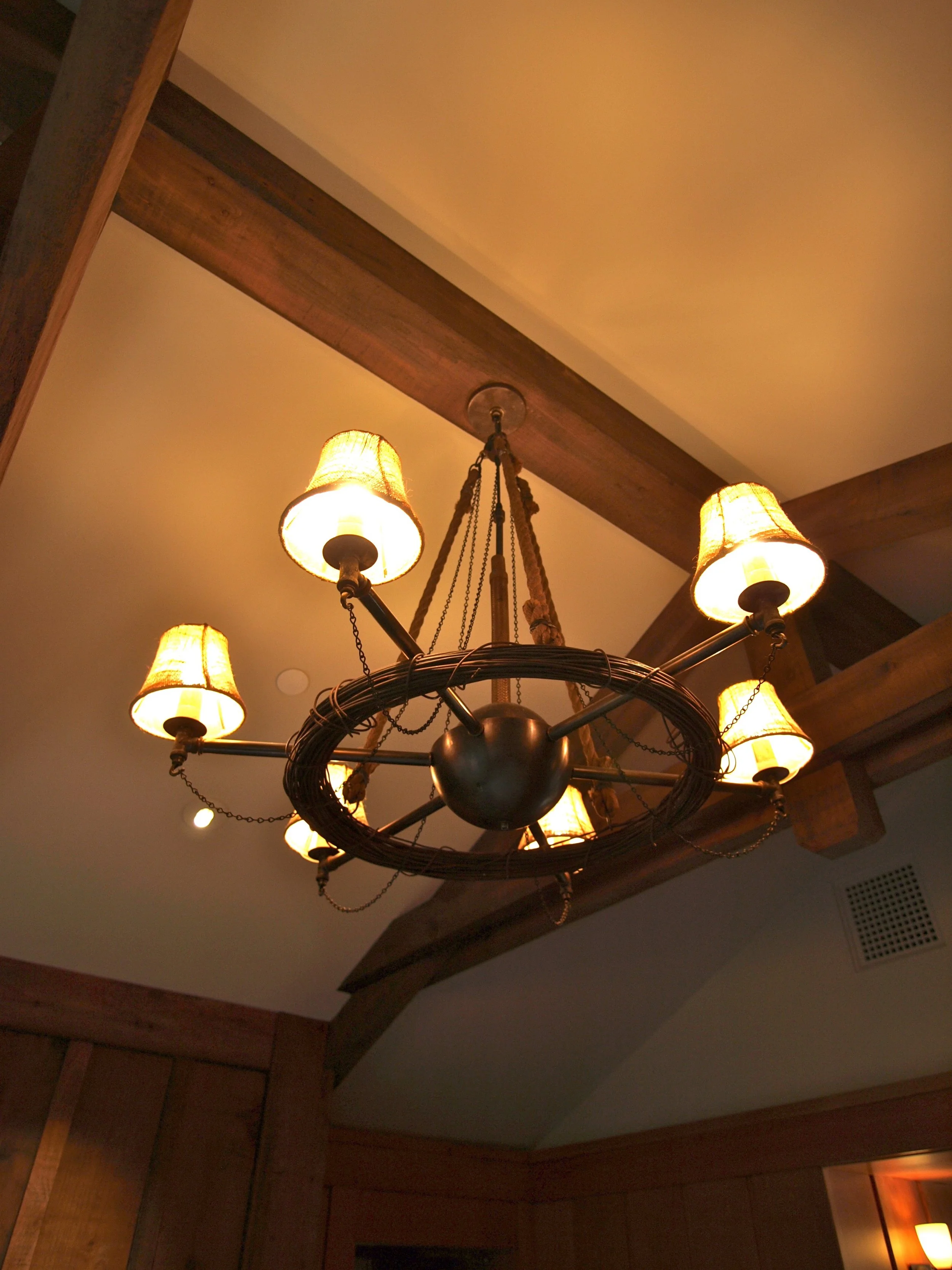Custom rustic chandelier for Lafayette, CA master bedroom/Mark Becker Architects
