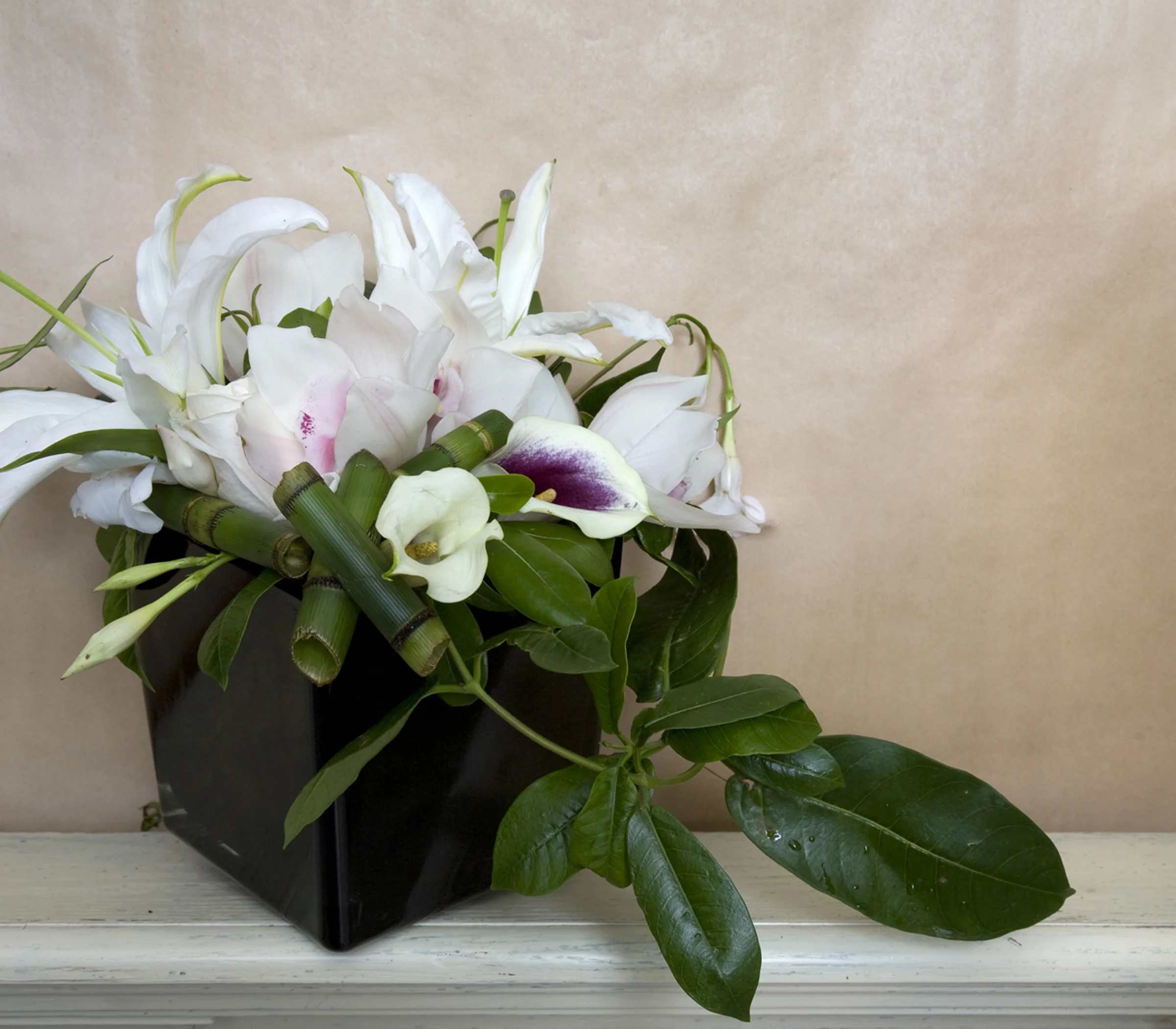lillies white on black
