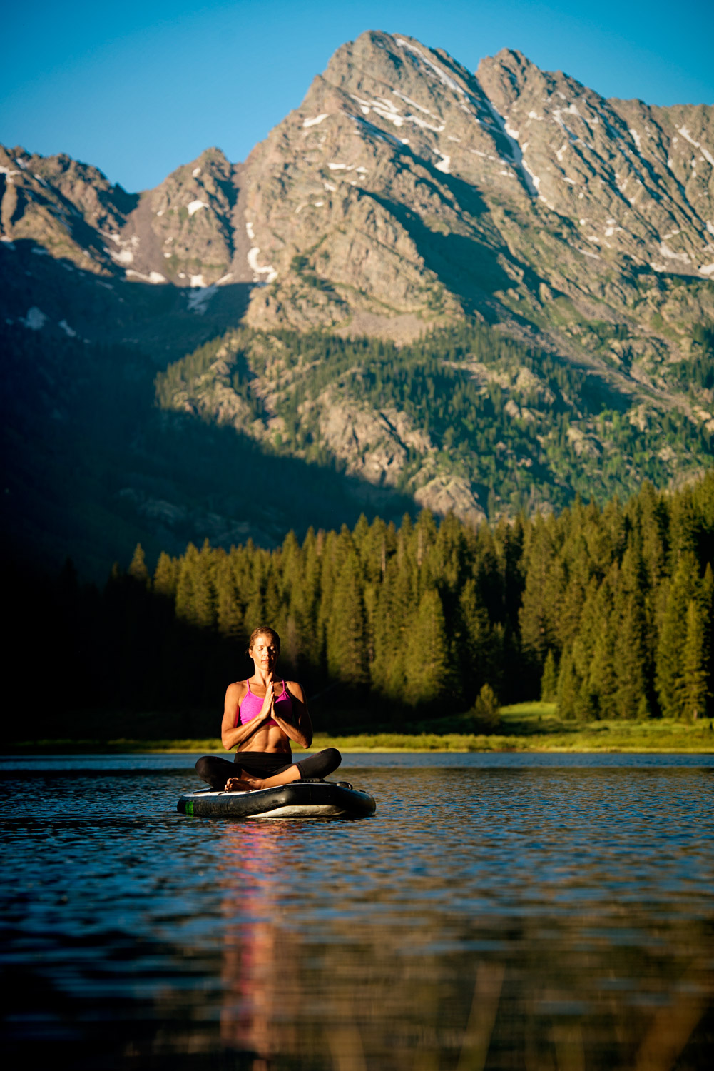 Standup Paddle Board Yoga at Piney Lake near Vail, Colorado