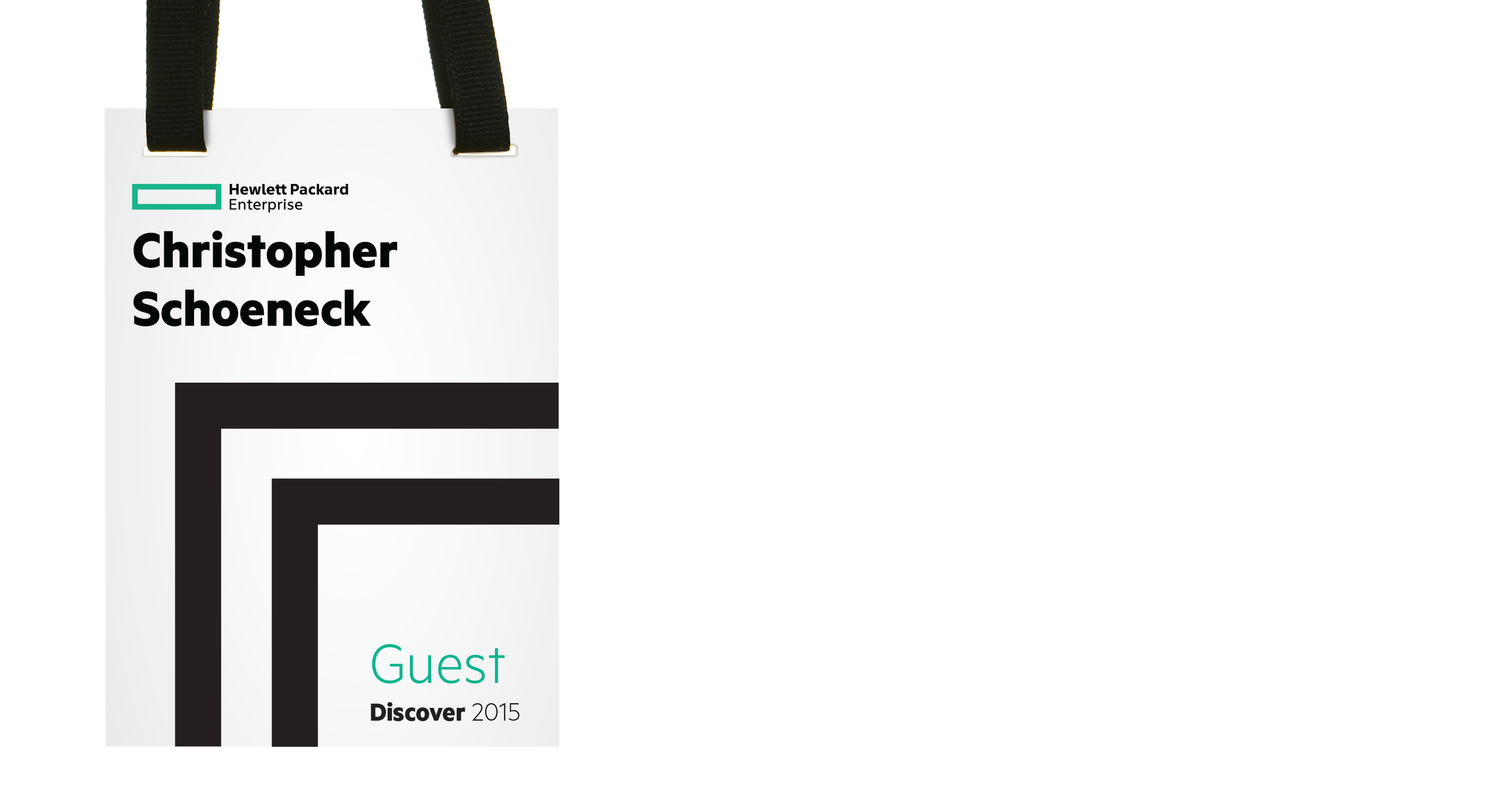 Hewlett Packard Enterprise event badge with name and guest designation.