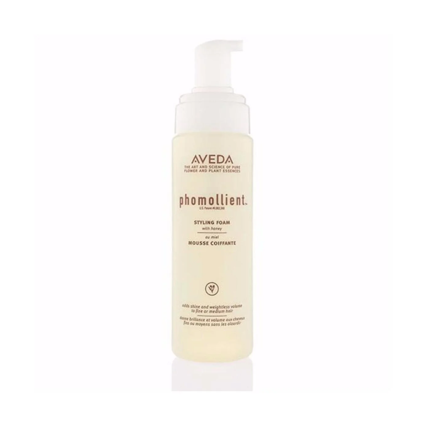 Aveda Phomollient $31.00 (200ml) Our formula creates weightless body and volume on fine to medium hair. Air-infused technology transforms a liquid into a foam without hydrocarbon propellants. Aveda's own pure-fume aroma with certified organic peppermint, ylang ylang, bergamot and other pure flower and plant essences. (purchase in store only)
