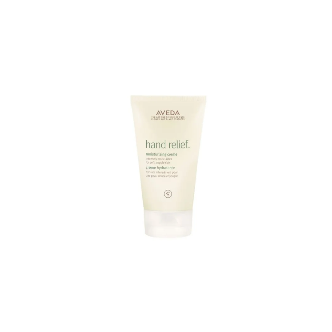 Aveda Hand Relief $ 125ml Rich hand creme intensely moisturizes dry hands leaving them noticeably softer and smoother. Andiroba oil and other plant hydrators help infuse skin with nourishment for moisturized, soft hands. Aveda's own pure-fume aroma with certified organic orange, lavandin, eucalyptus and other pure flower and plant essences. (purchase in store only)