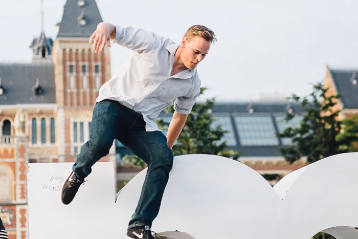 Kevin making a leap of faith.