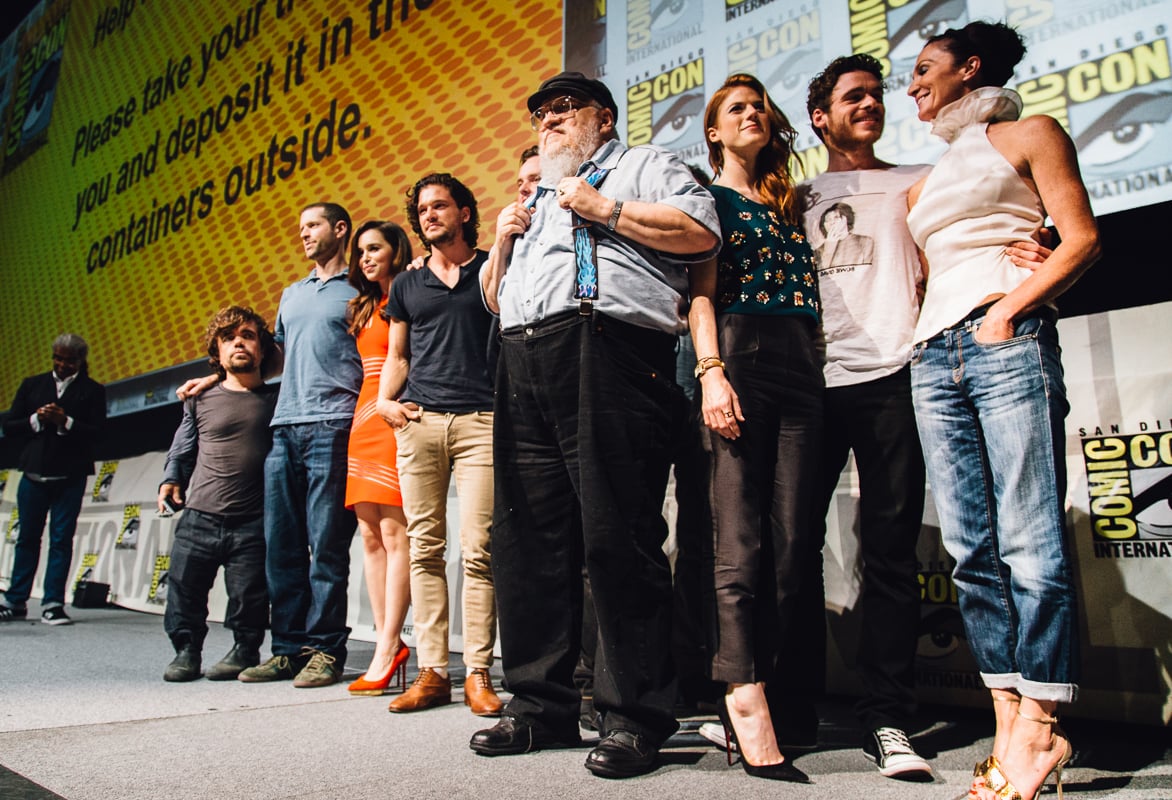 George R.R. Martin and the cast of A Game of Thrones.  