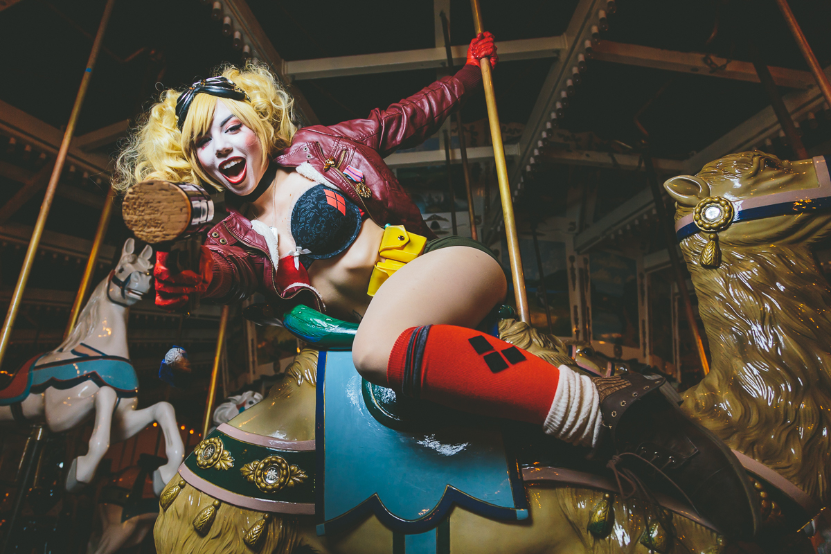 Ludella Hahn as Harley Quinn. Taken at San Diego Comic Con.