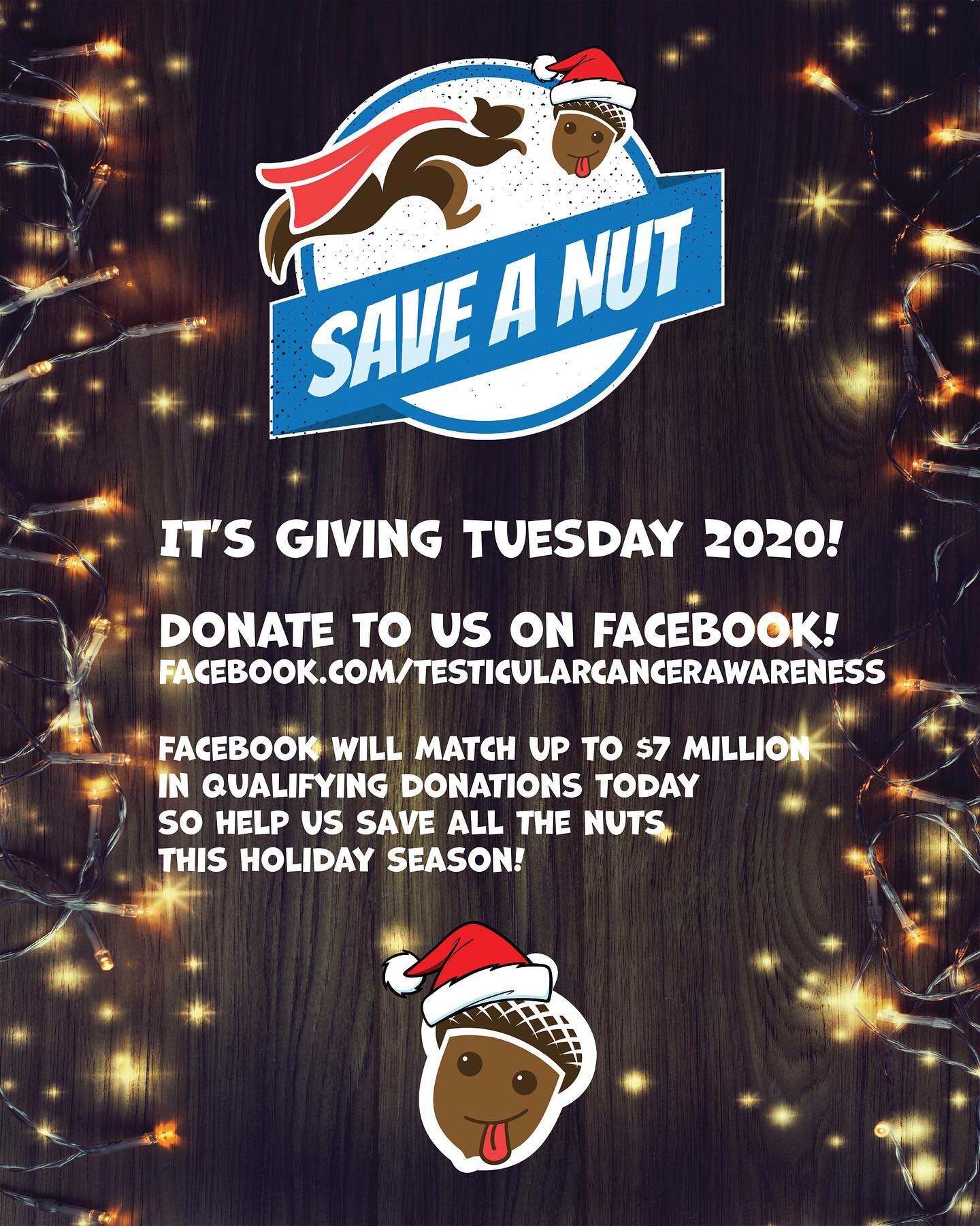 NOW YOU CAN DONATE TO US ON FACEBOOK! For #GivingTuesday2020 Facebook will match $7 million in qualifying donations this year for nonprofits worldwide! Let&rsquo;s get on it! Click the link in our bio to hep us support our efforts in Testicular Cance
