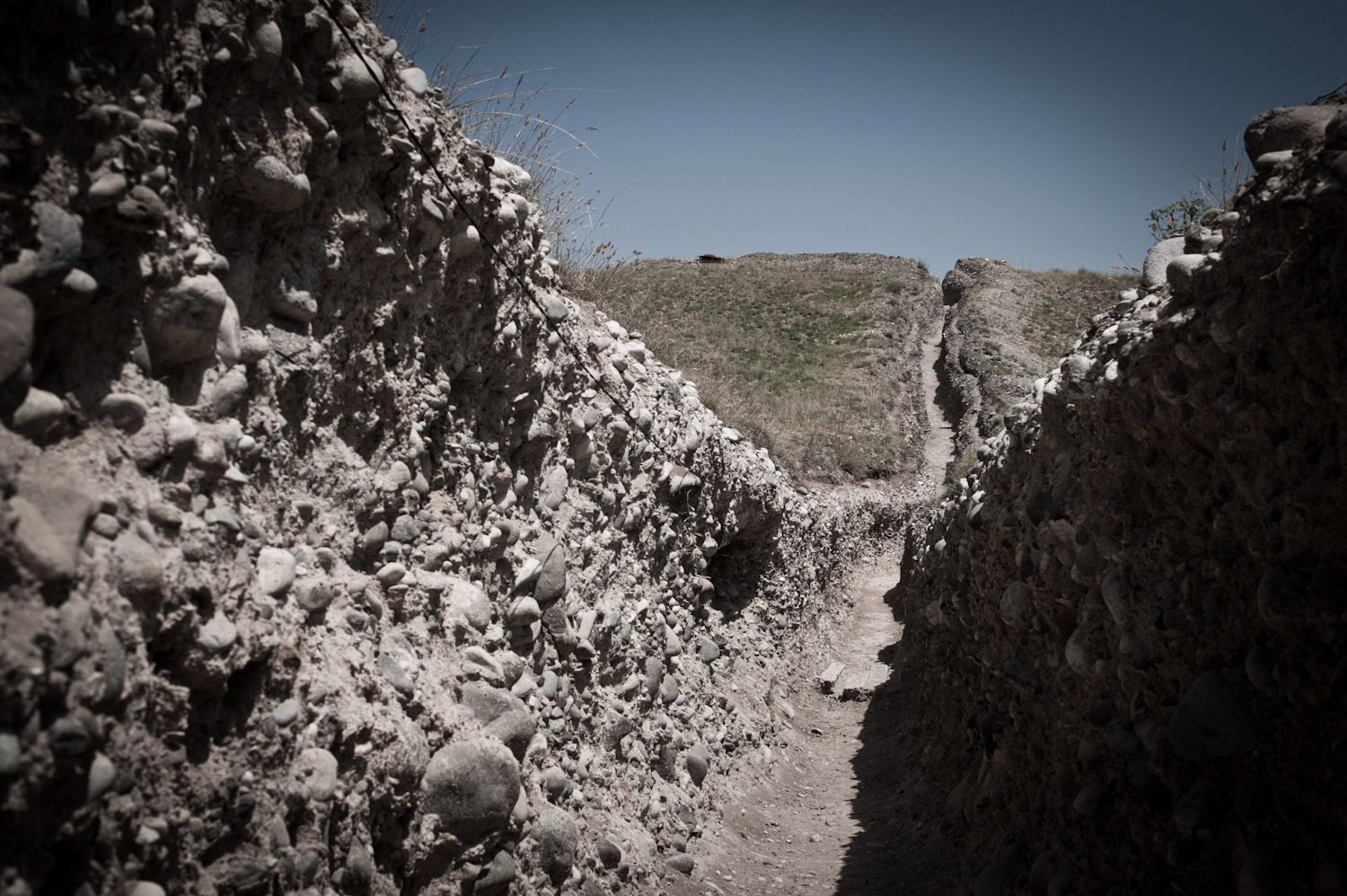  Trenches at the Mataghis frontline. During the Karabakh war (1988-94) this area was nicknamed "whore's fishnet stockings" referencing the multitude of holes caused by heavy shelling.   