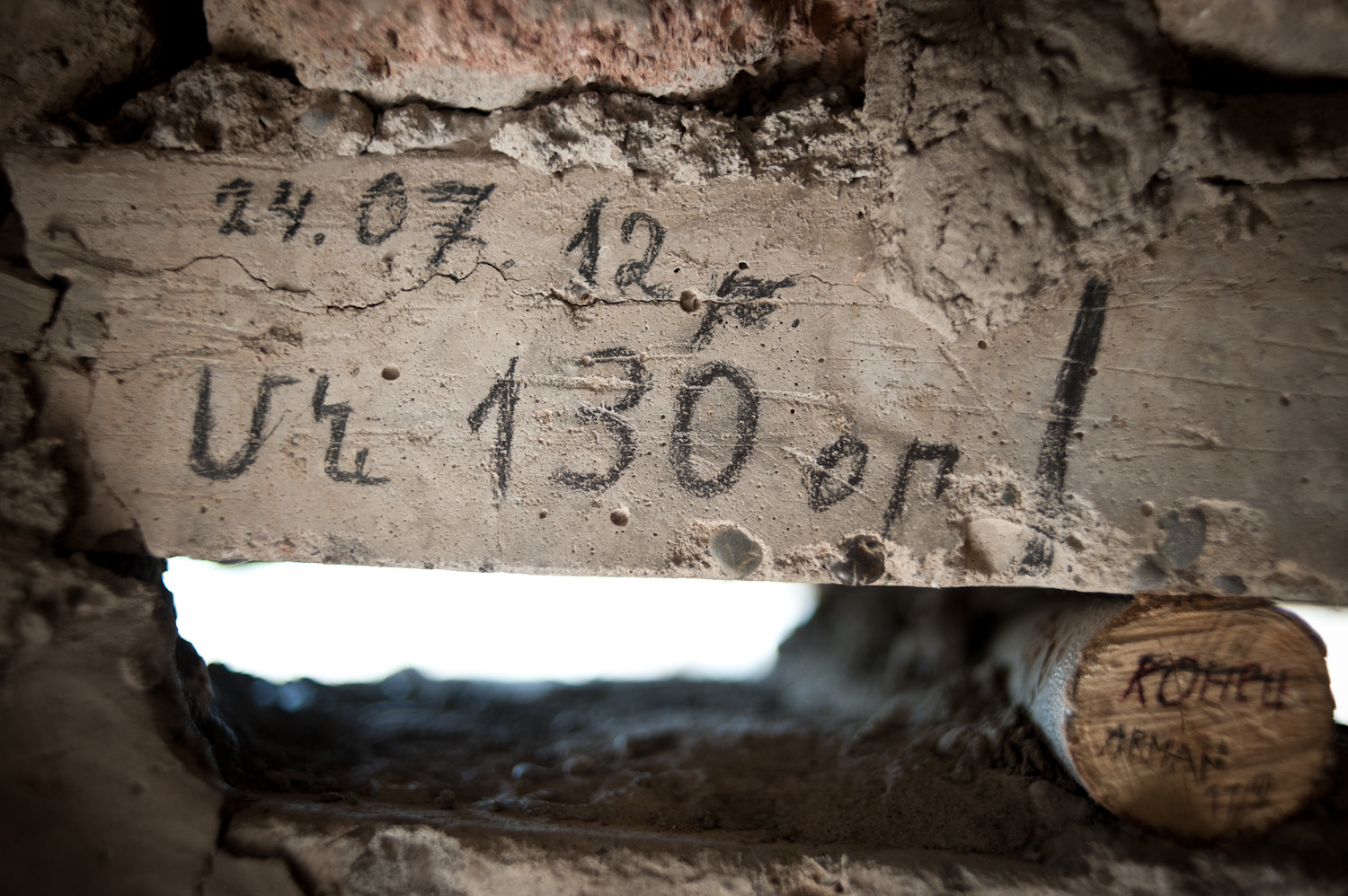  "130 days left" scribbled on the wall on the inside of a lookout point at the border with Iran, Southern Nagorno-Karabakh.  