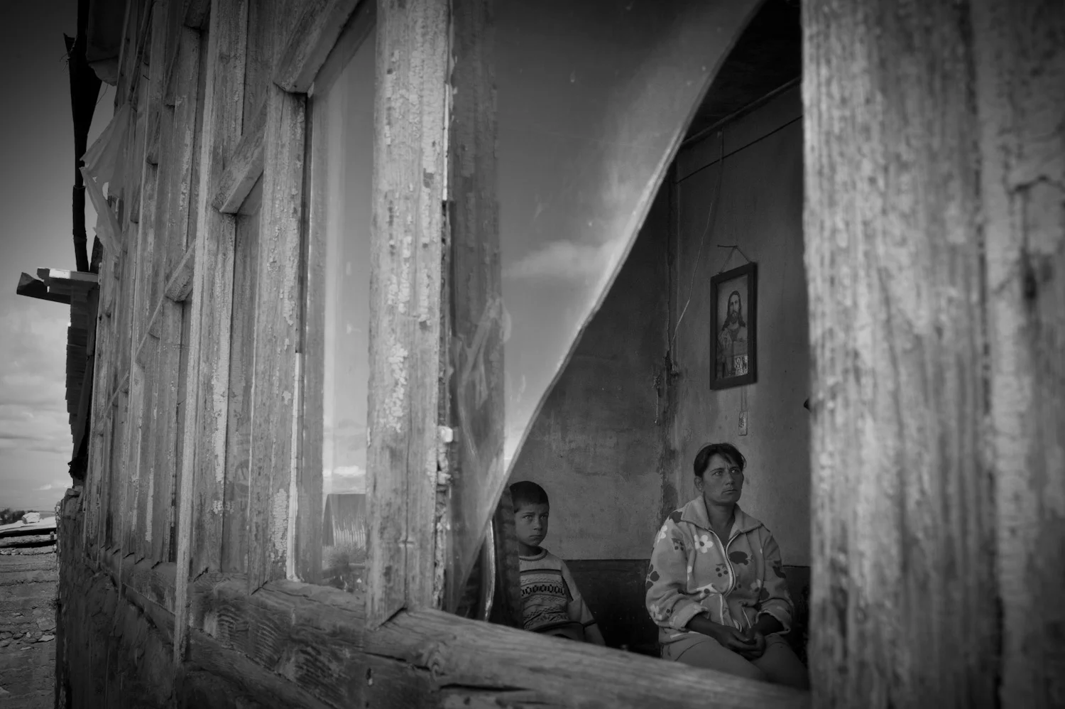 Veronica with son Vitalik in Tretuk village. She moved to Tretuk from Sumgait when she was 14. Veronica is a single mother with two boys, both of whom live at an orphanage for most of the year because she is unable to care for them.
