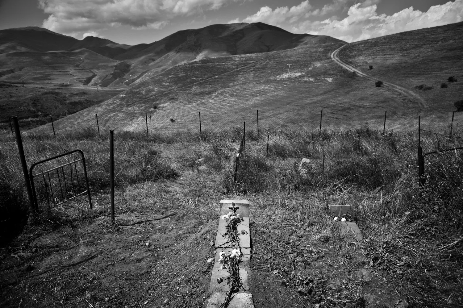 Vladimir Gabrielyan's final resting place in the hills above Dastakert - he was 75 when he passed. He and his wife Rayisa, refugees from Baku, moved to Dastakert during the Karabakh war. The couple had no children.