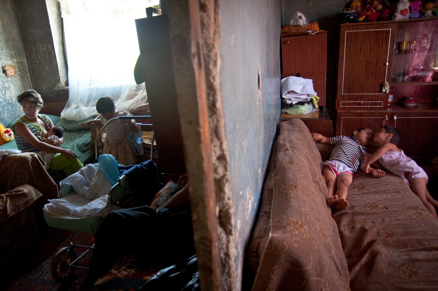  Arthur, Gayane and their 8 children live in this two-room dormitory space in Vartashen. They had 10 children but two died as children - one from a severe case of dysentery and the other from a tragic accident when at home alone.  