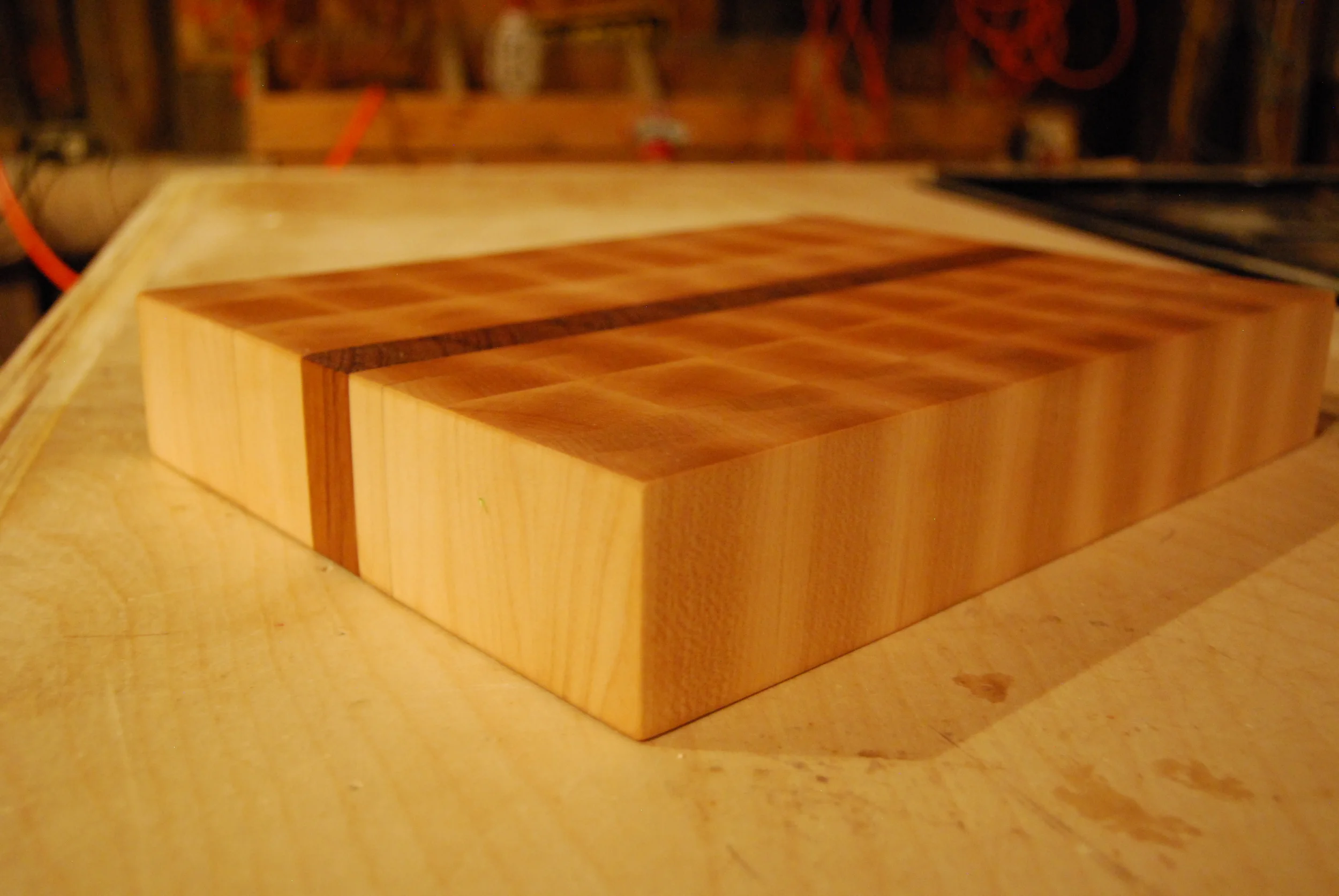 End Grain Cutting Board - maple and chestnut