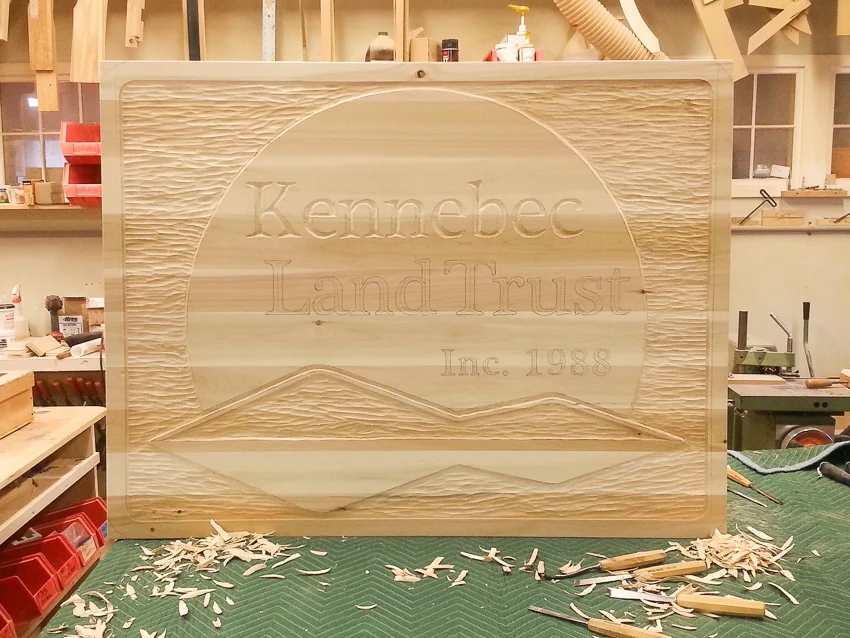 Kennebec Land Trust Front Sign - Carving