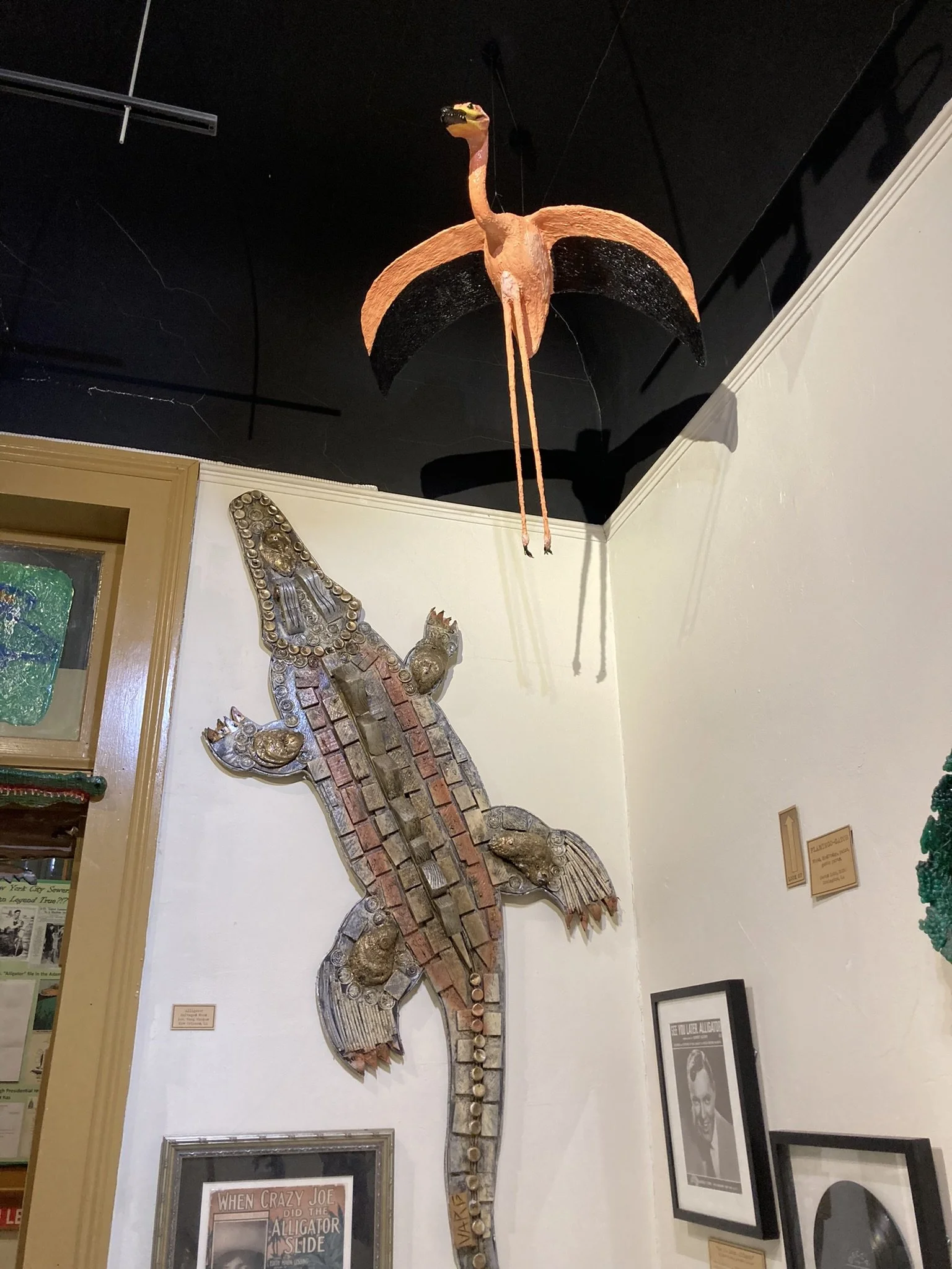 Unusual and unique gators hang out in the Folk Art Room.