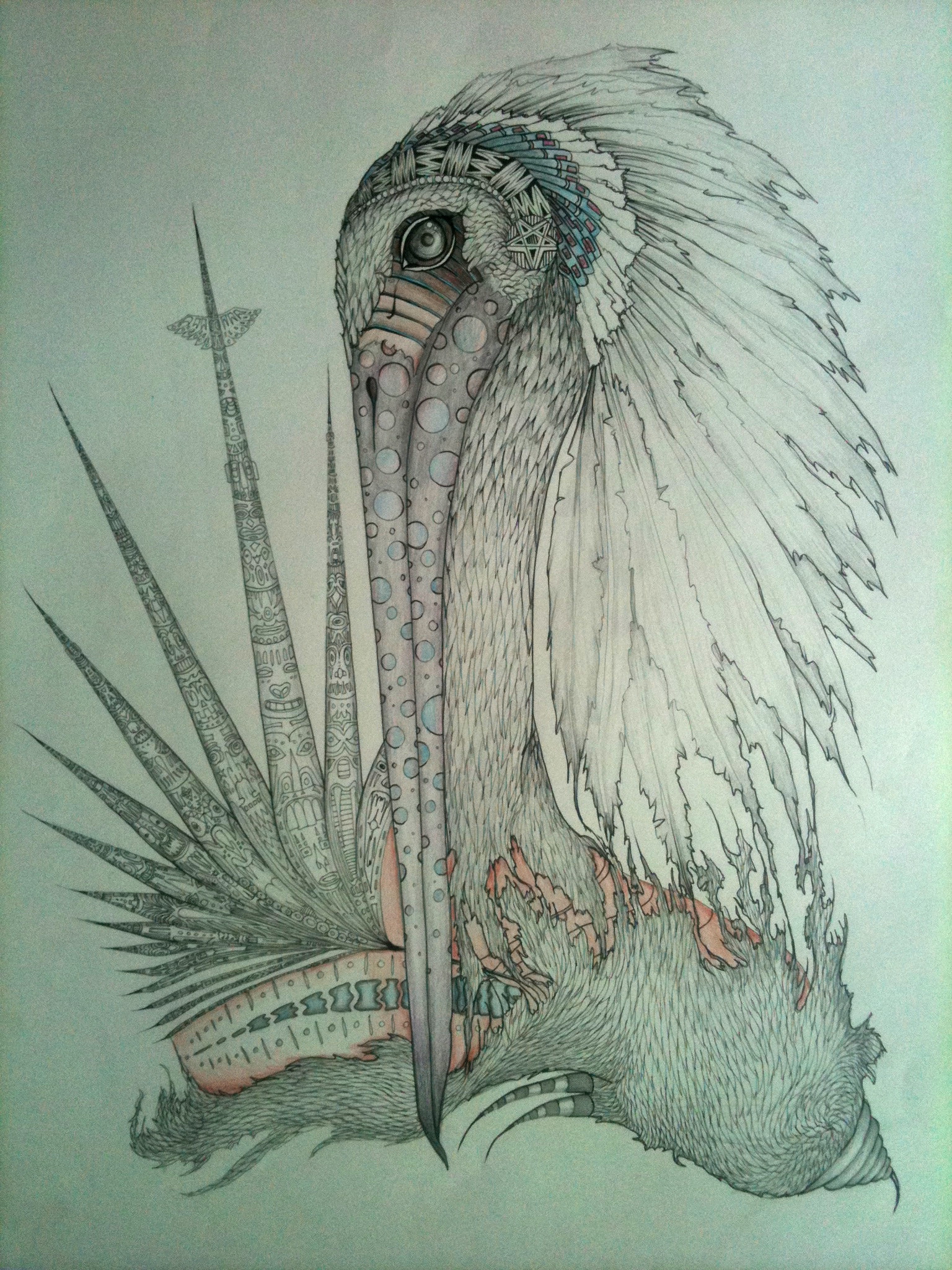 Bouyed by the other , 24 x 18 pen and colored pencil