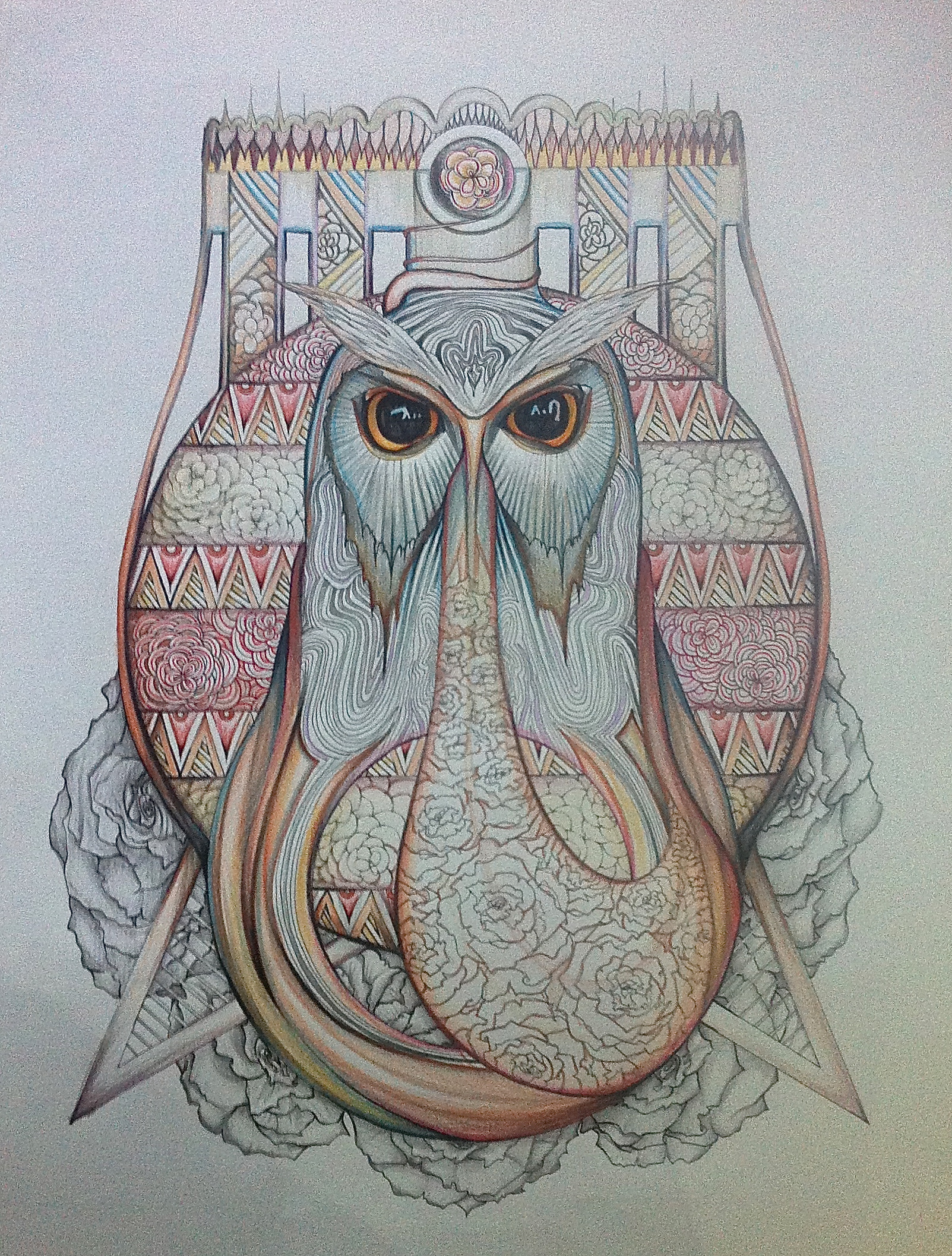 Mothering , 24 x 18 pen and colored pencil