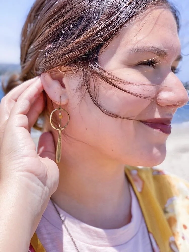 Hammered Happy Stone Earrings