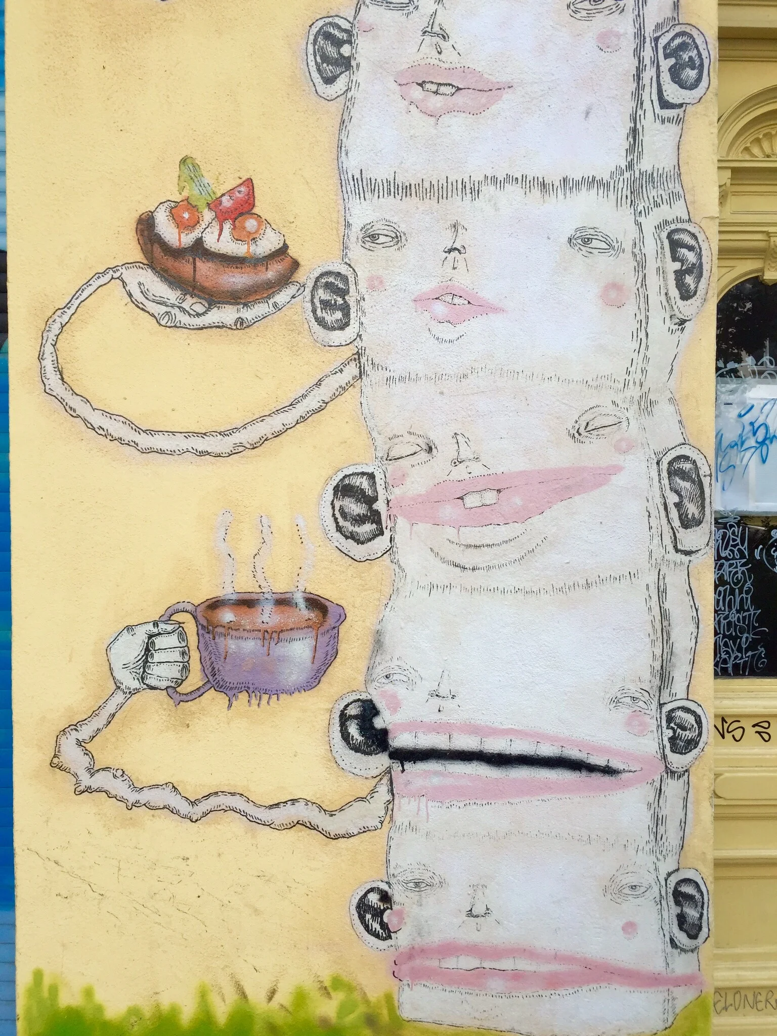Outside a cafe.