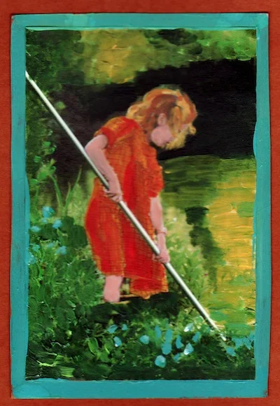 "Froghunt" xerox transfer and acrylics