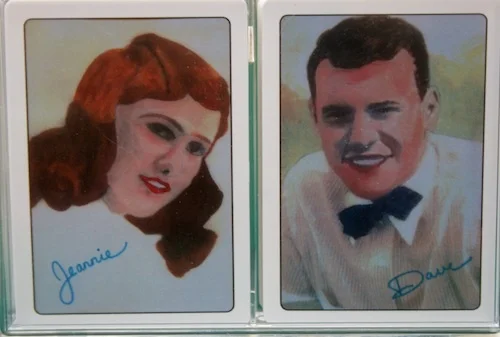 playing cards with xerox transfer images of my parents