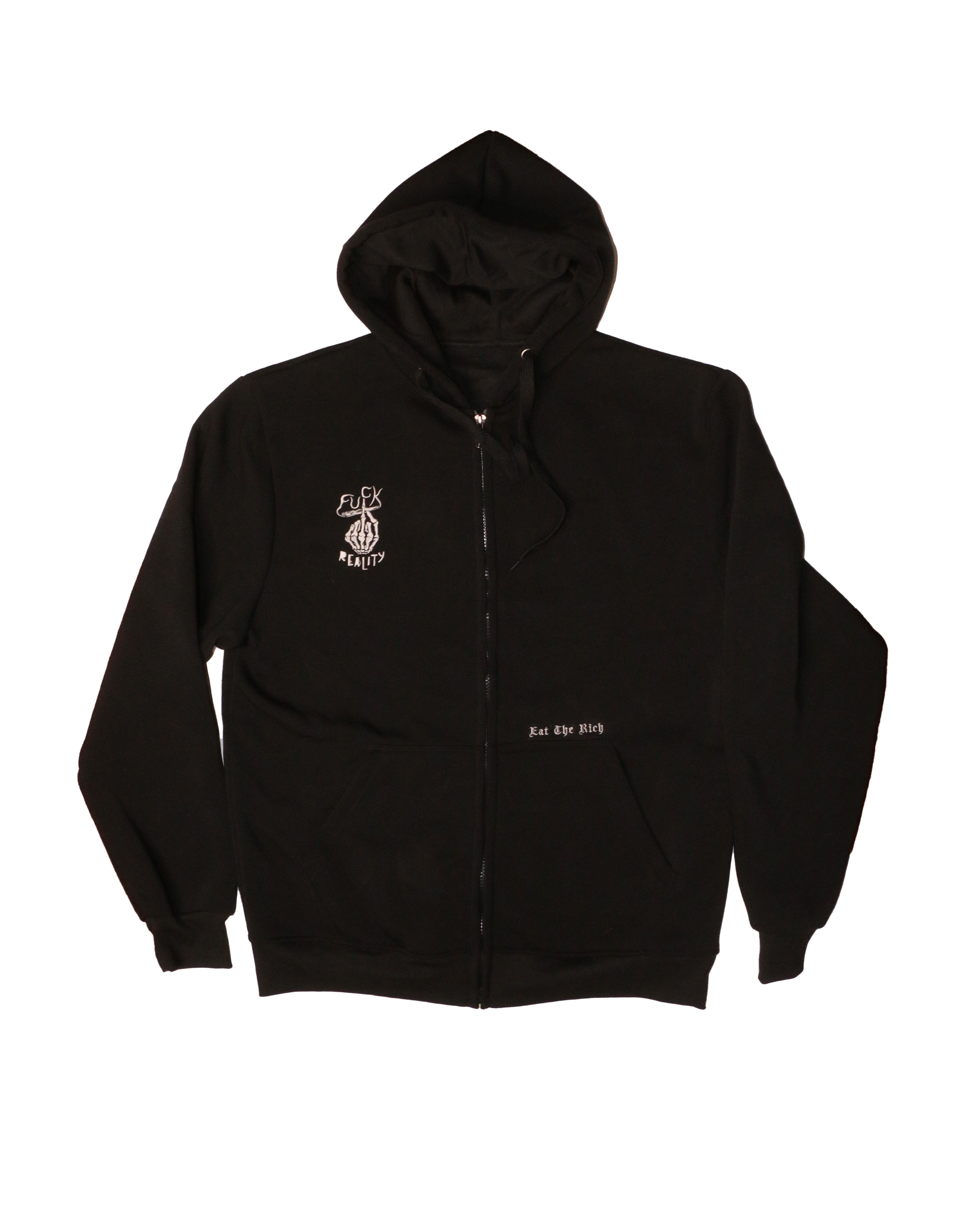 FUCK REALITY EAT THE RICH HOODIE (black/silver)