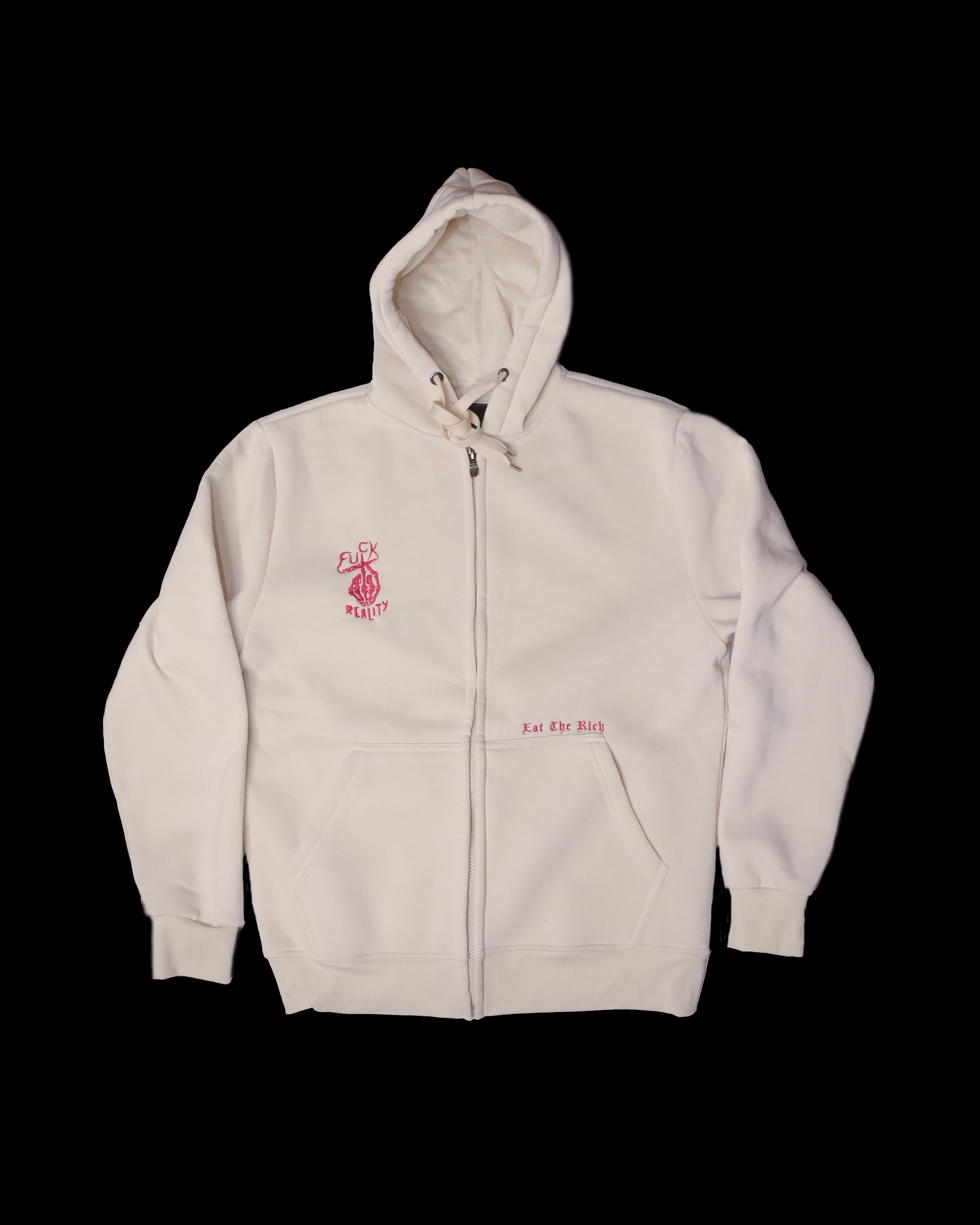 FUCK REALITY EAT THE RICH HOODIE (white/red)