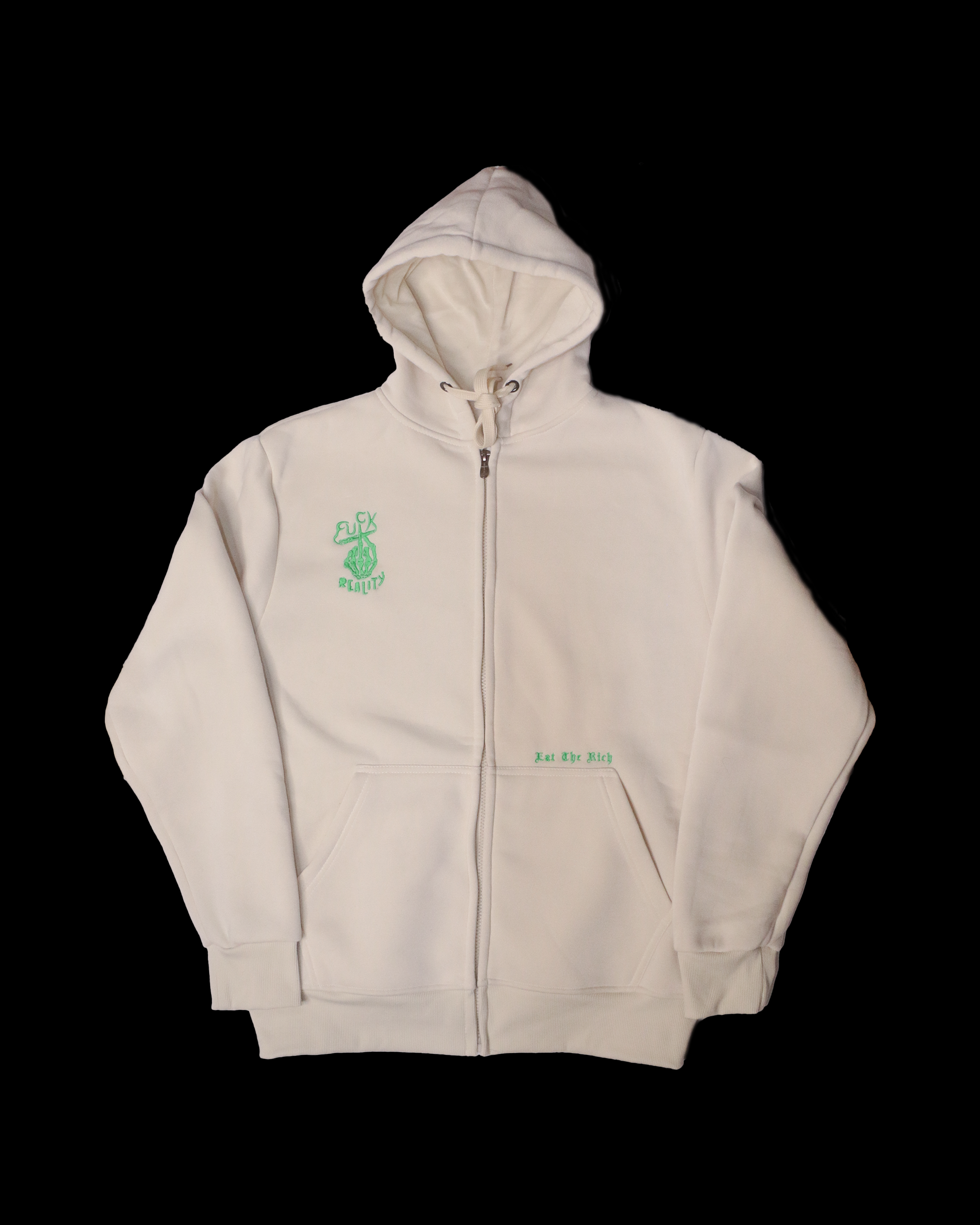 FUCK REALITY EAT THE RICH HOODIE (white/green)