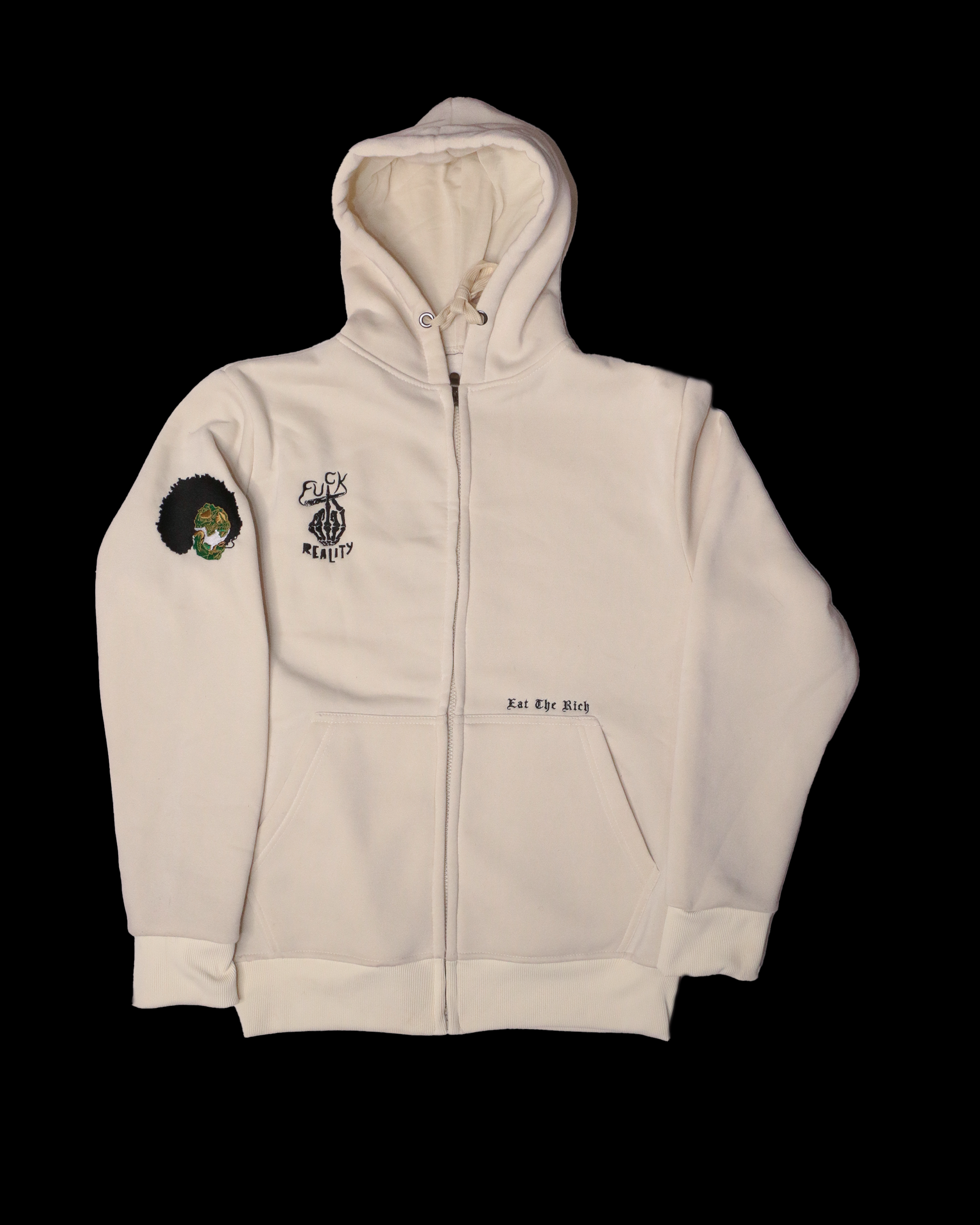 FUCK REALITY EAT THE RICH HOODIE (WHITE/BLACK)