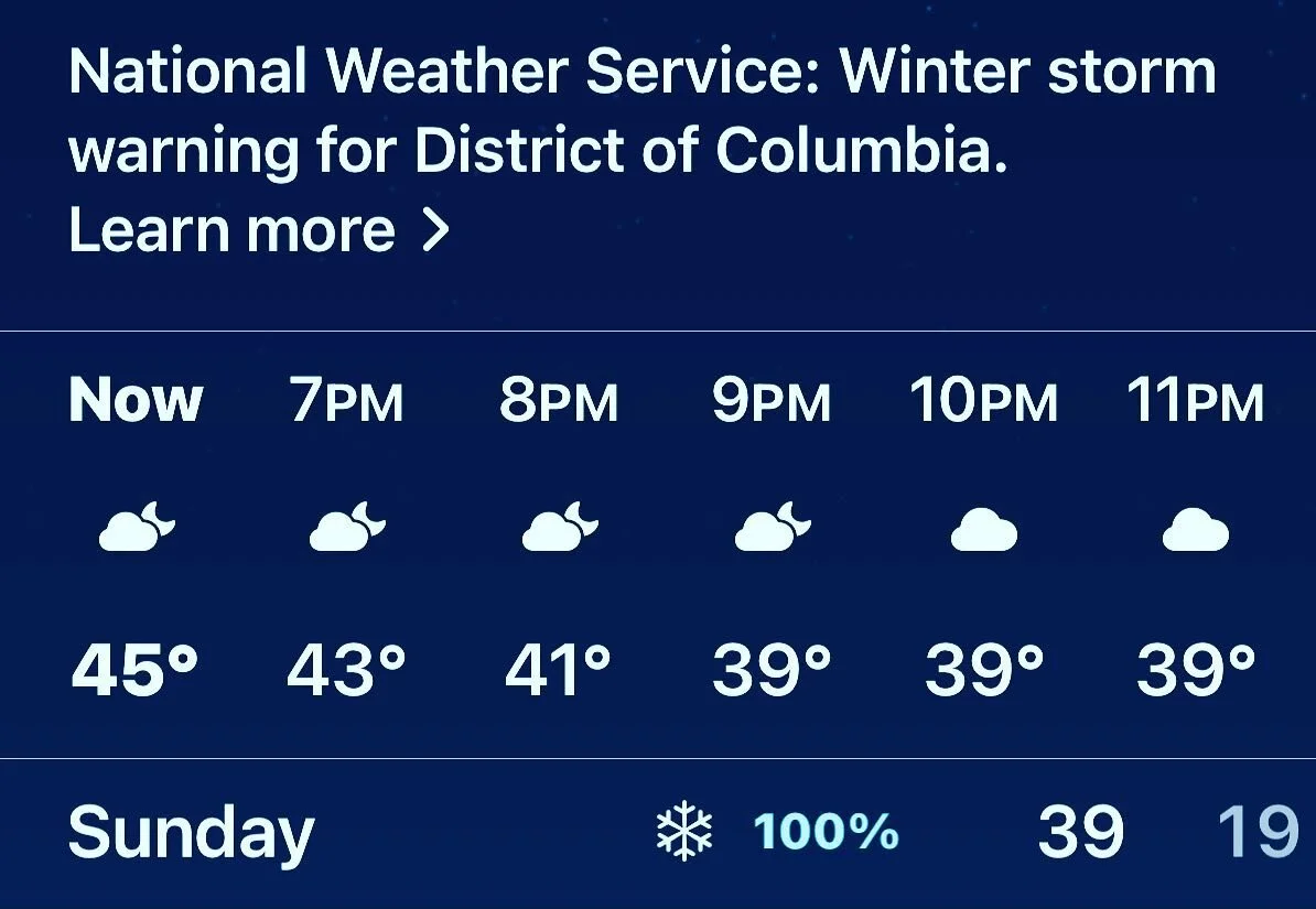 Brrr! Sunday weather high 39 degrees 100% chance of snow. Excellent time to train with us online. Class link in bio. #indoorworkout #onlineworkouts #onlineworkout #georgetowndc #dcfit #dcfitness