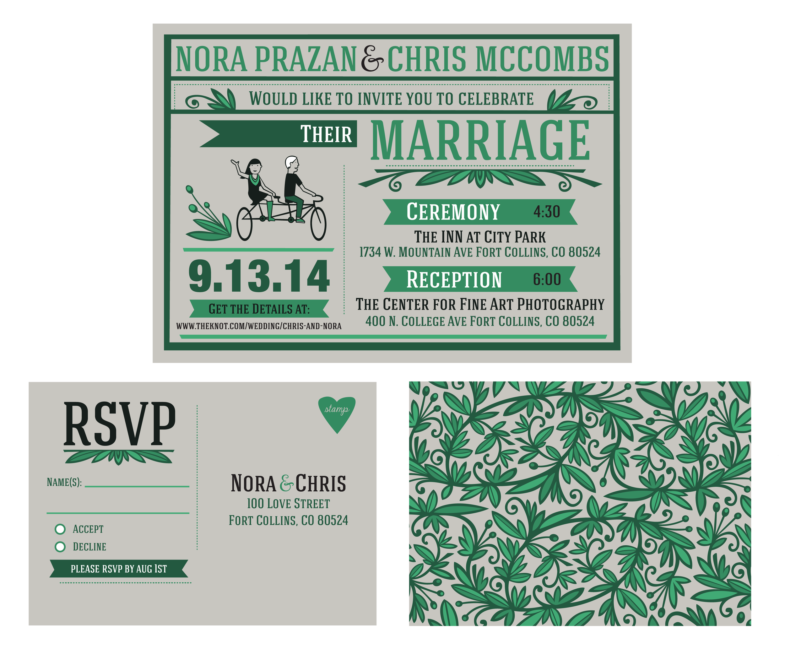 Emerald Tandem Wedding Stationary