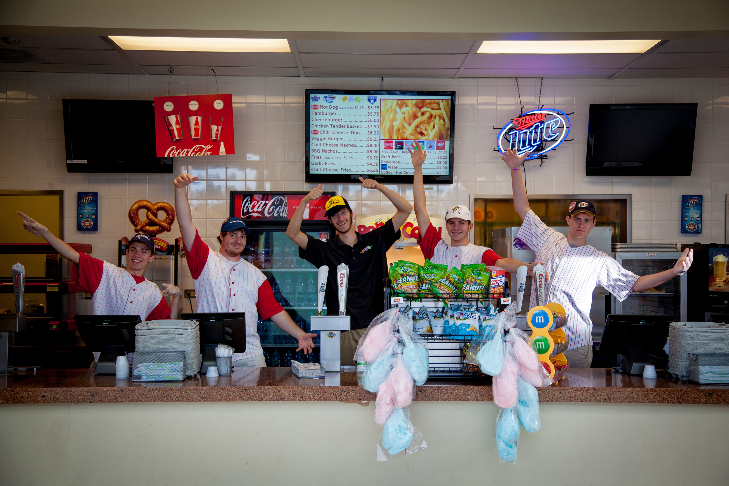 A baseball wedding isn't complete without concession stand food at the reception.