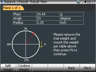 Figure 3: The operator is instructed to add the necessary weight to offset the imbalance at a position automatically calculated