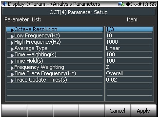 Analysis Parameters for Octave Analysis